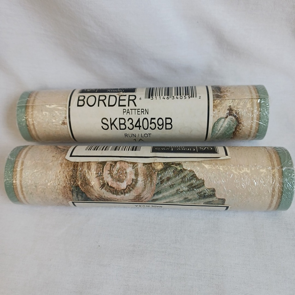 Grace Lewis Studio Seashells Beach Border Fabric Lot